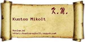 Kustos Mikolt névjegykártya